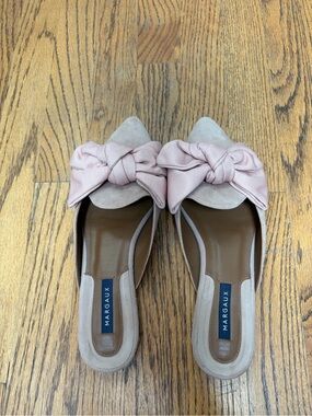 Margaux Blush Bow Pointed-Toe Slip-On Mules